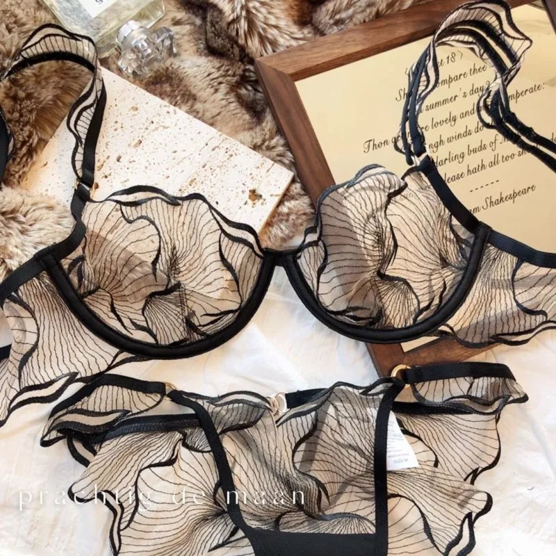 Pure Desire クリスマス ミニマイザー ブラジャー シアー メッシュ ラージ バスト 調節可能なソフト ワイヤー たるみ防止 エレガント ランジェリー UK サイズ MOYISU AB
