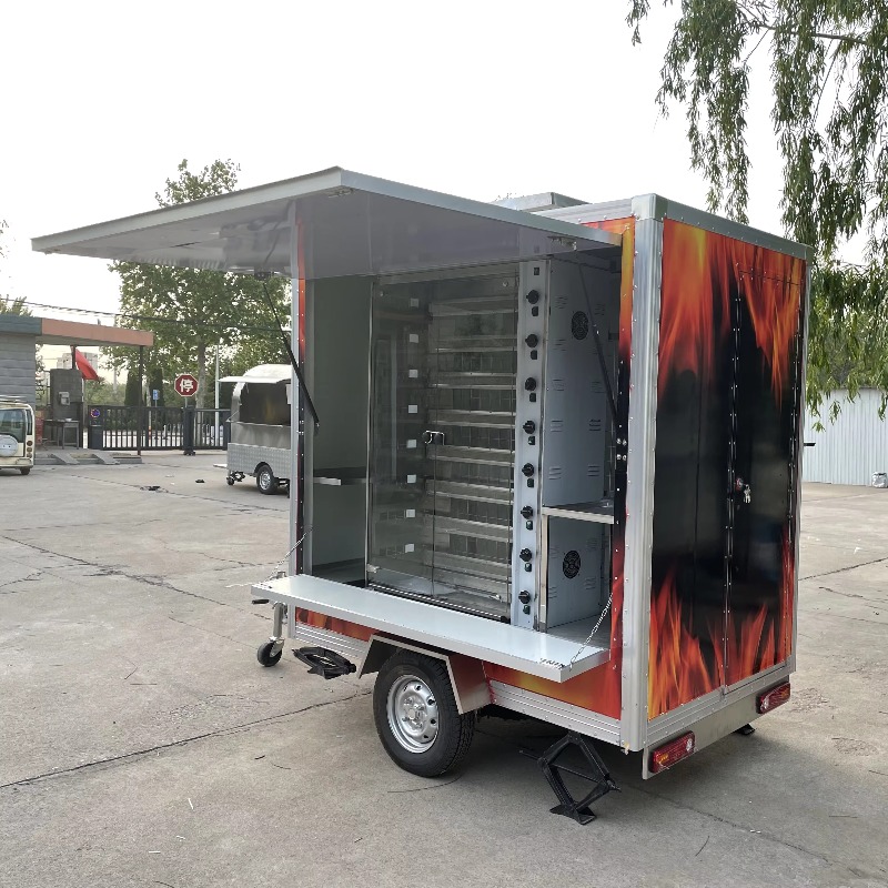 Modern Design Mobile Food Truck Trailer Chicken Rotisserie Grill Fast Food Carts For Street Food Hotdogs Candies Chips 220V New