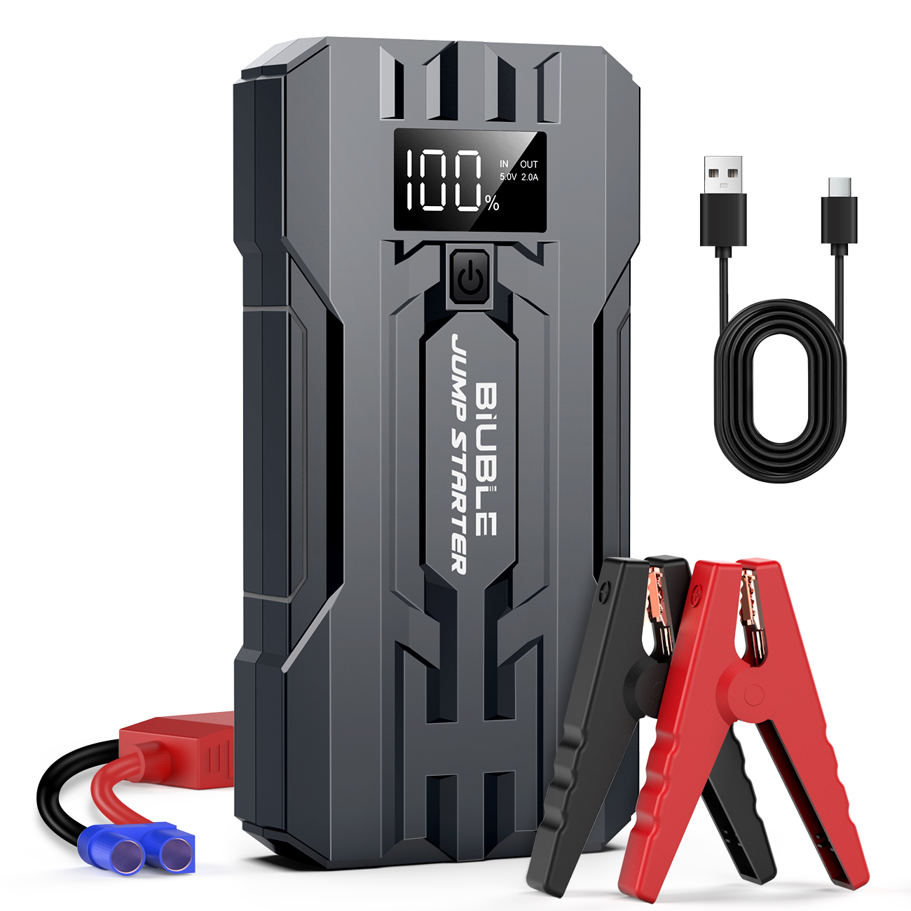 BIUBLE 車ジャンプスターター 3000A ピーク 25000mAh 12V 自動ブースターバッテリー充電器ジャンパーボックス ディスプレイ付き
