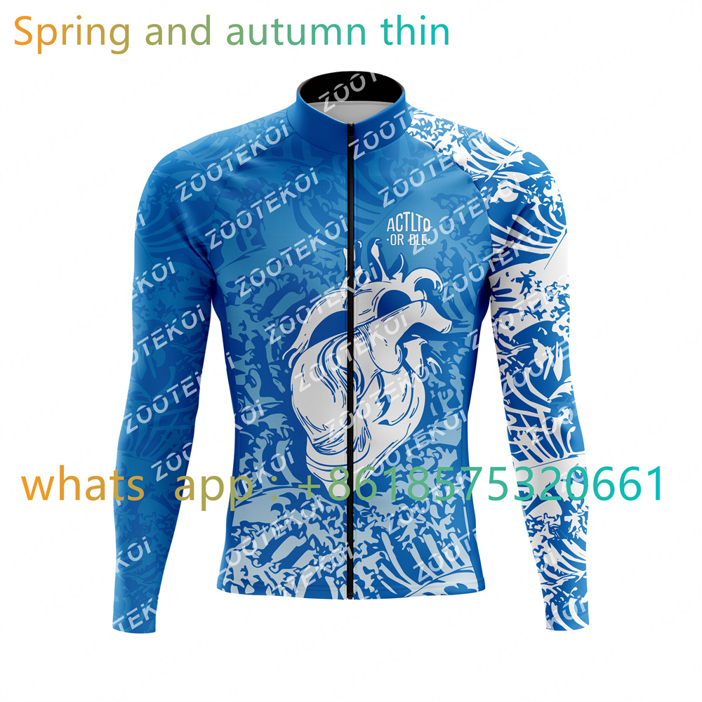 新しい長袖サイクリングジャージ Ropa Ciclismo サイクリングレーシングトップサイクリング服マイヨ春 Mtb 自転車通気性摩耗コート