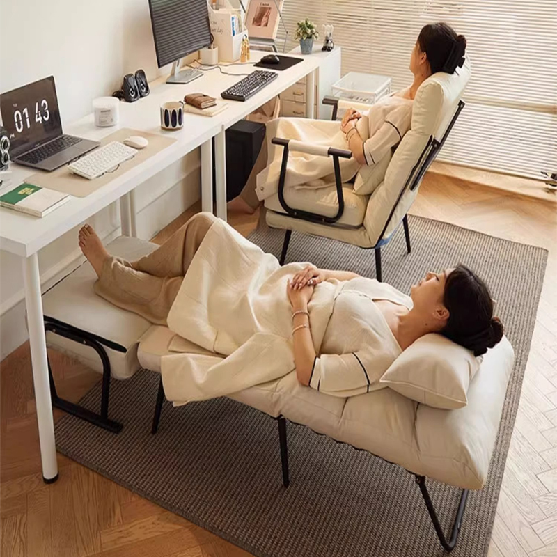 熱い販売折りたたみリクライニングチェアオフィス昼休み昼寝ベッドデュアルユースチェア家庭用リクライニングチェア背もたれ怠惰なソファトフィーチェア