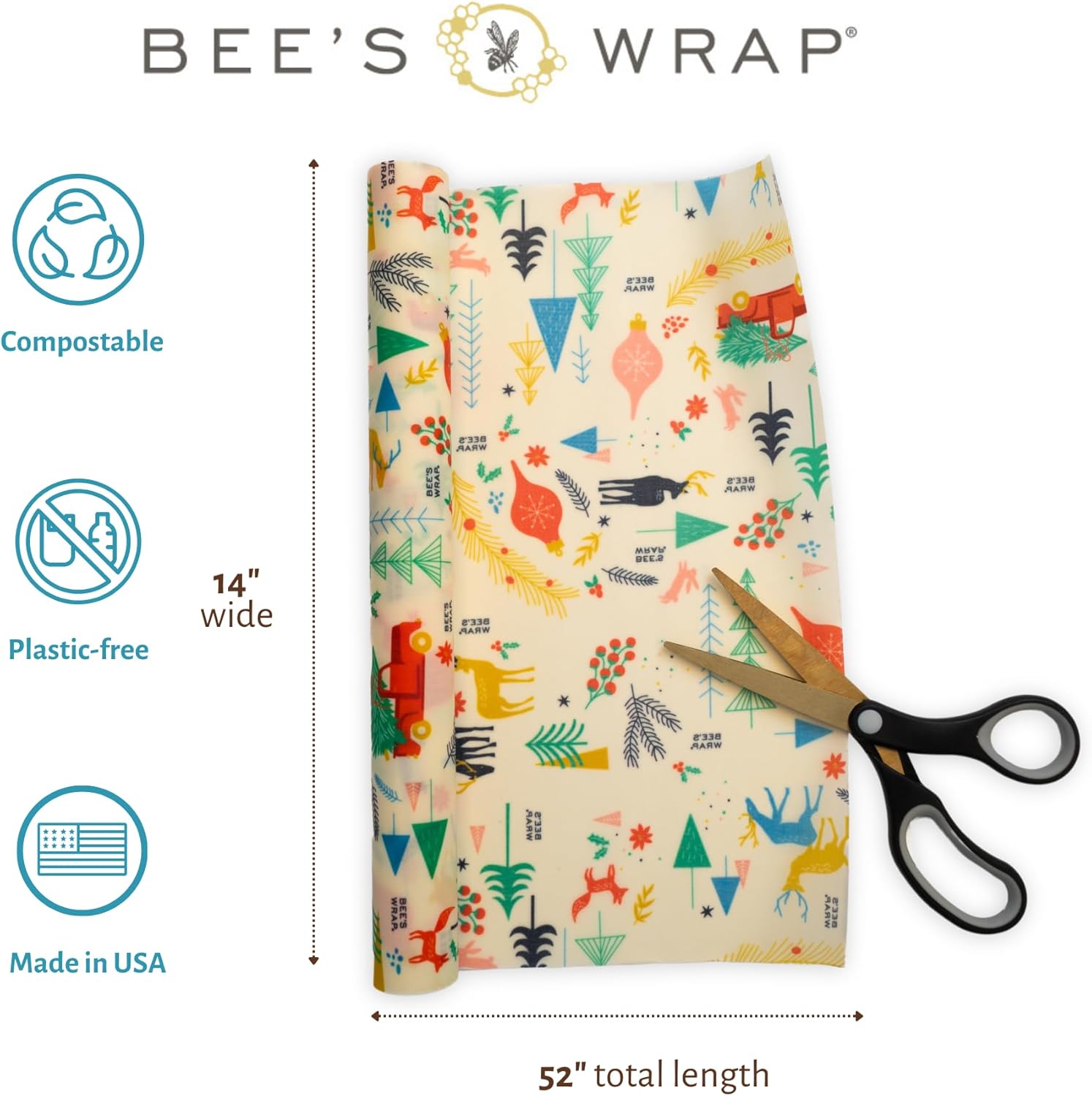 Bee's Wrap Roll 再利用可能なミツロウフードラップ 環境に優しい鮮度保持オーガニックコットン 再利用可能なミツロウラップ 自家製パン用