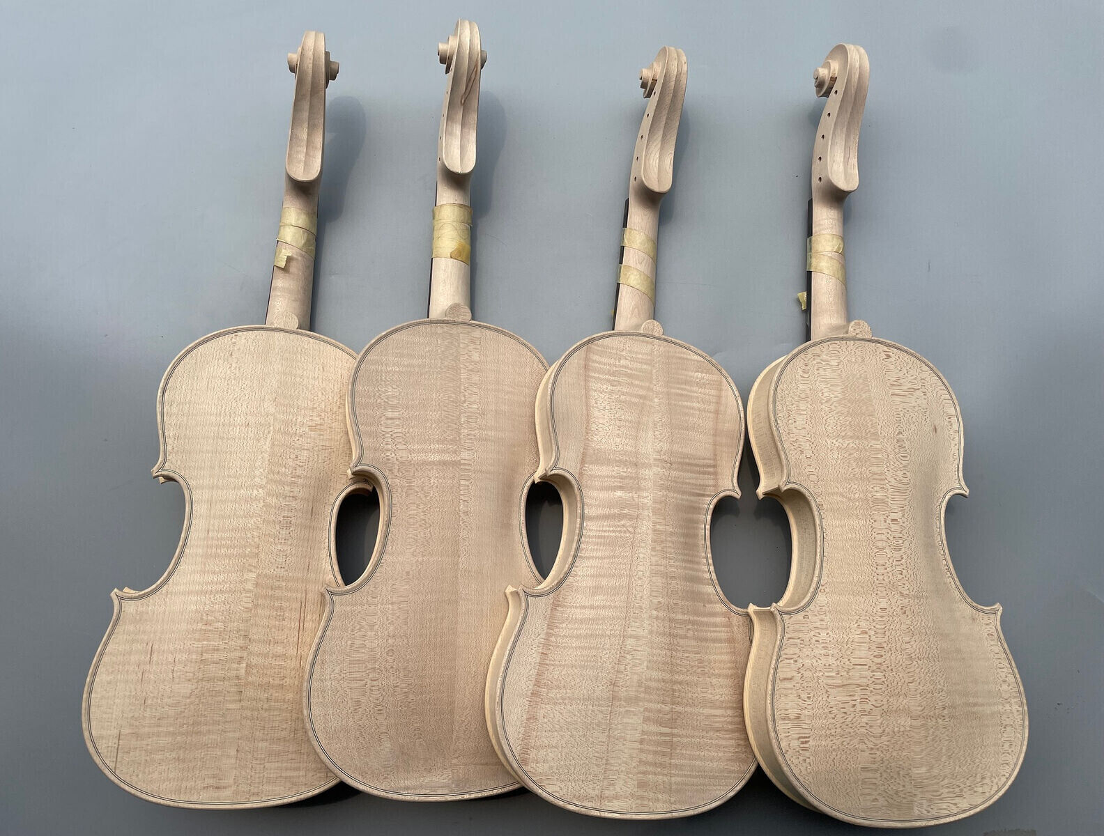 バイオリン 4/4 フレイム メイプル バック スプルース ウッド トップ ハンドメイド 未完成 DIY