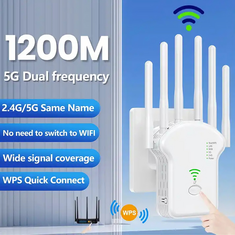 1200Mbps ワイヤレス WiFi リピーター Wifi 信号ブースター デュアルバンド 2.4G 5G WiFi エクステンダー 802.11ac ギガビット WiFi アンプ WPS ルーター
