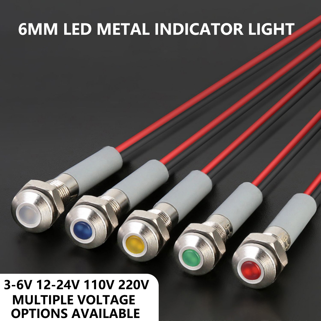 ABILKEEN 20 個 6 ミリメートルミニ工業用信号インジケータライト 3-6V 12-24V 110V 220V IP65 防水金属パイロットライト
