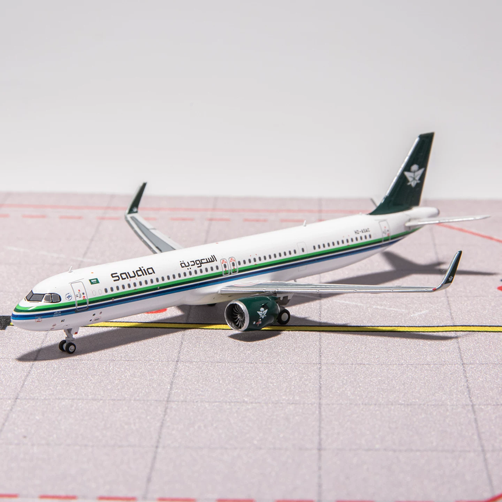 ダイキャスト 1:400 スケールサウジ航空 A321-251NX 旅客機シミュレーション合金静的航空機模型玩具コレクションお土産