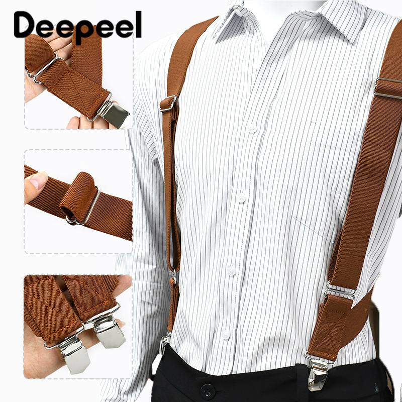 Deepeel 3.5*125 センチメートル成人男性のサスペンダー 2 クリップ弾性ストラップハーネス男性ブレース付けろサスペンダーパンツシャツベルト