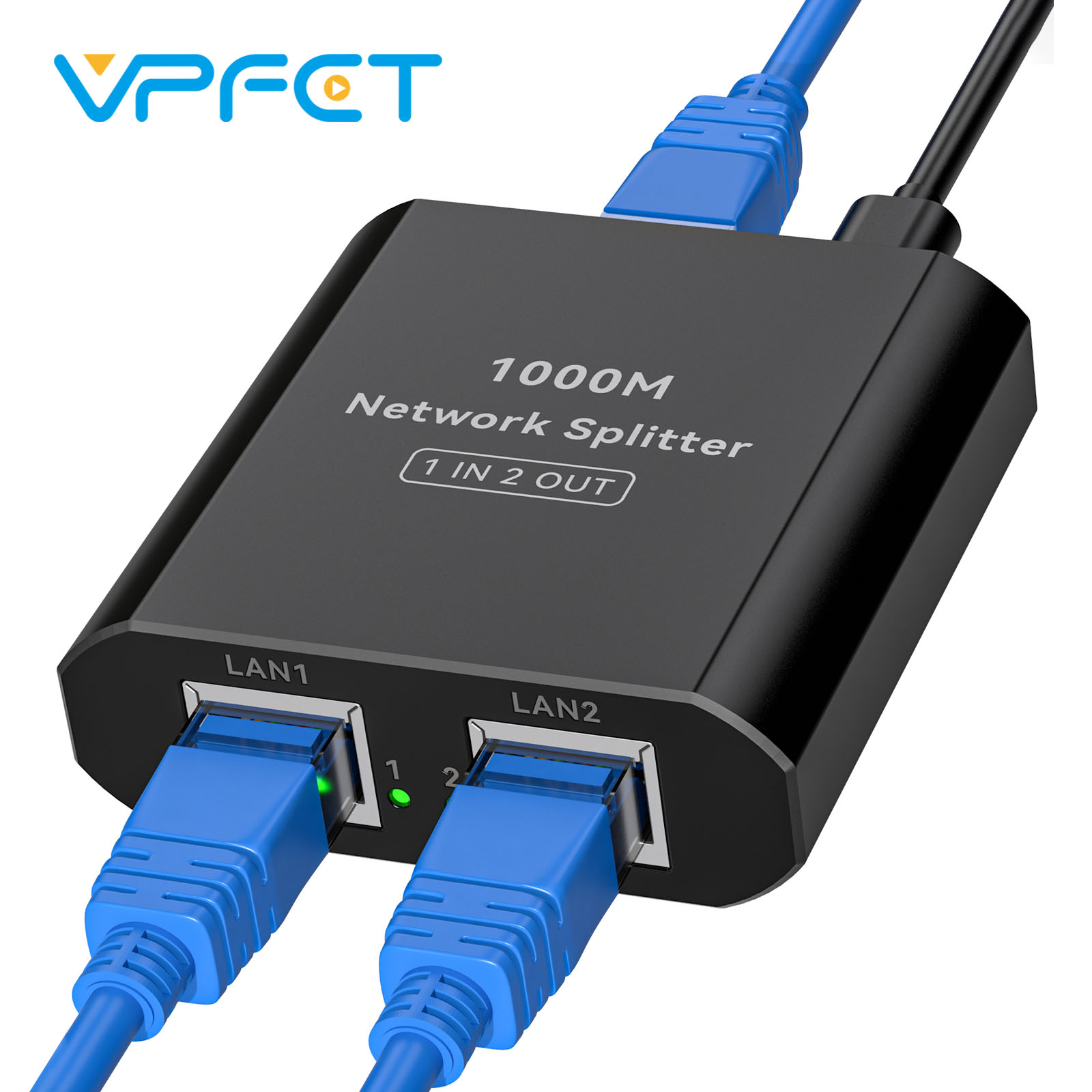RJ45 スプリッター 1 ～ 2 1000 Mbps イーサネット スプリッター、Type-C 電源ケーブル付き 1 入力 2 出力ギガビット スイッチ ワイヤレス ケーブル スイッチャー VPFET