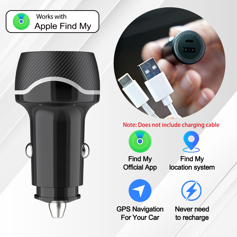 2in1 カーチャージャー USB Type-C 電話 iPhone で急速充電 IOS 用 GPS ロケーター トラッカー Find My App スマート アンチロス GPS トラッカー