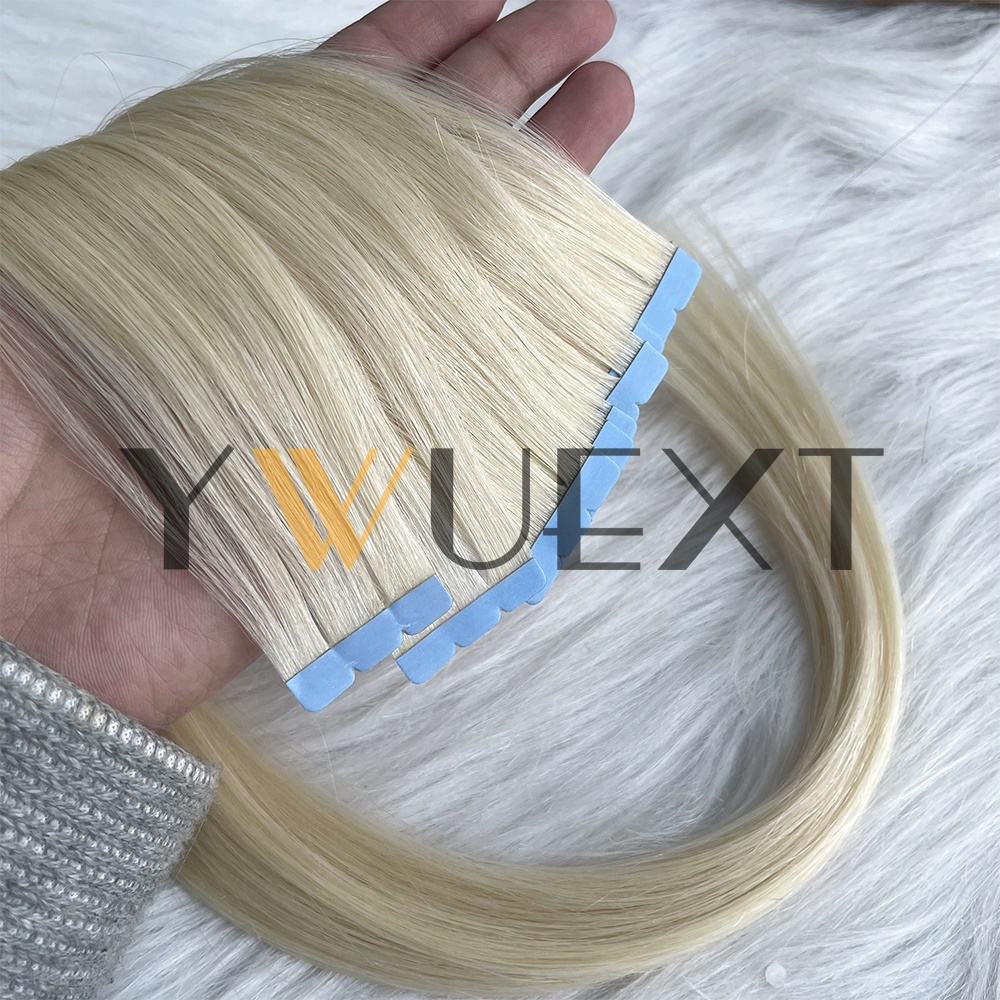 ミニテープ人毛エクステンション 12 "-24" マシンレミースキン横糸粘着テープヘアナチュラルブラックブラウンブロンドテープオン 10 個