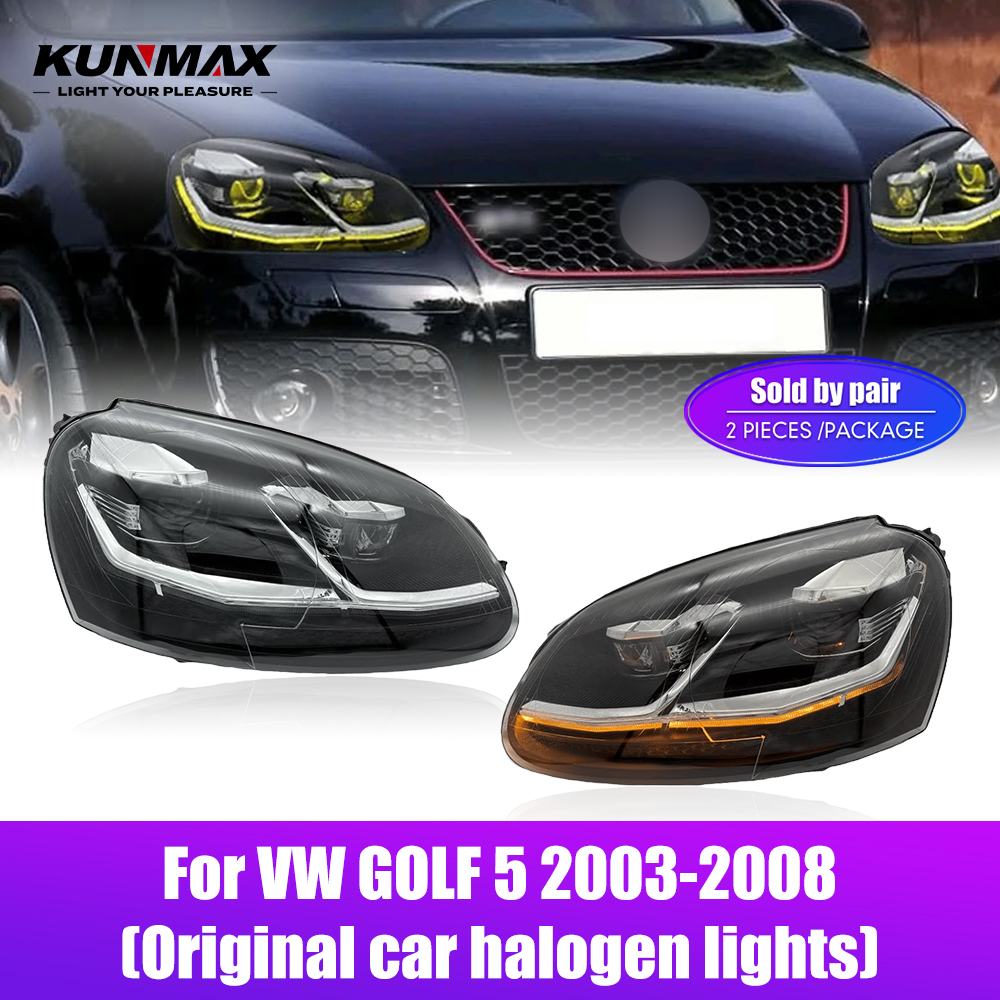 2 個 LED 車のヘッドライトアセンブリ VW ゴルフ 5 2003-2008 フロントヘッドランプ DRL ウインカーヘッドライトプラグアンドプレイアクセサリー