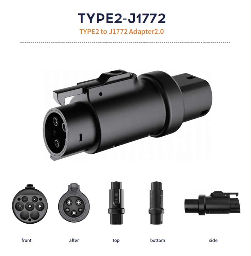 Type2 に Type1 EV 充電器アダプタコンバータ IEC 62196 32A Type2 に J1772 AC 電気自動車充電コネクタ