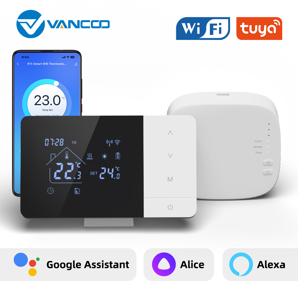 Tuya ワイヤレス加熱サーモスタットスマート WiFi サーモスタットガスボイラーバッテリー駆動温度コントローラ受信機付き新しい