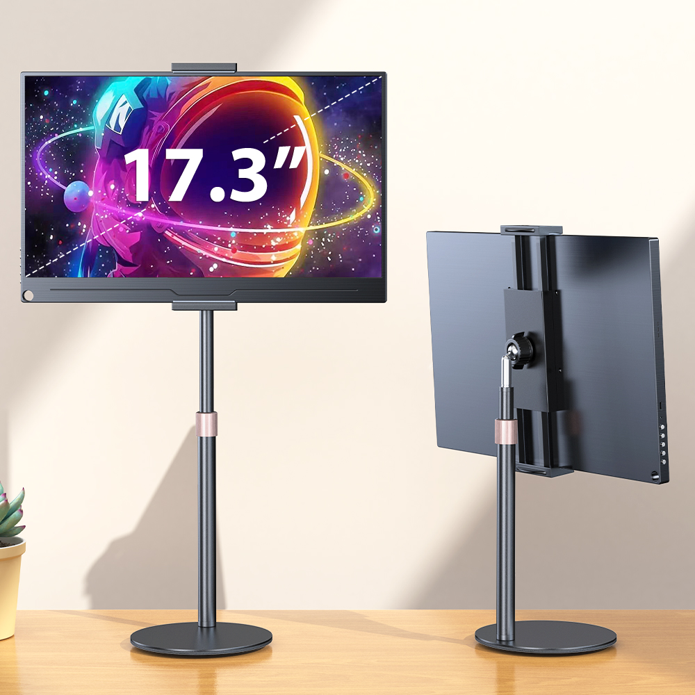 完璧なポータブルモニター VESA スタンド 15.6 インチ 17.3 インチ用 調整可能な 360° 回転ブラケット タブレットホルダー 4.7 インチ-17.3 インチと互換性あり
