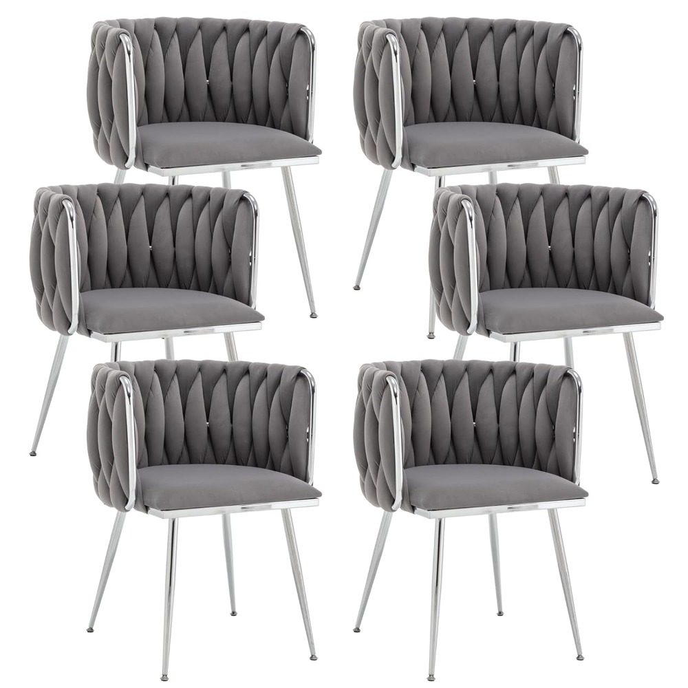 ベルベットダイニングチェア6脚セット、金属脚付き布張りダイニングルームチェア、Sillas de Comedor Modernas 6、モダン、カスタマイズ