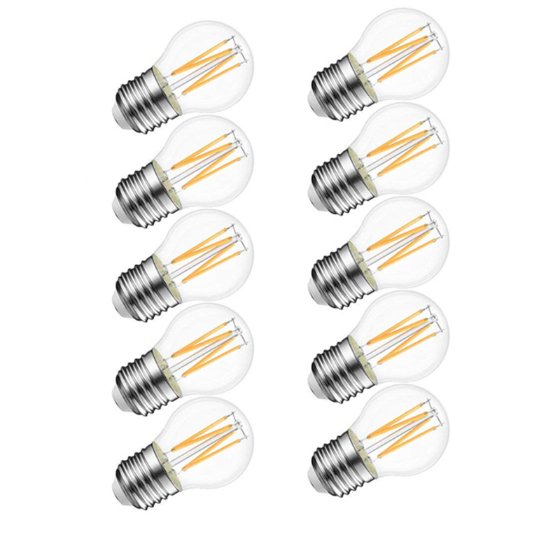 10 ピース/ロット調光可能なエジソン電球 4 ワット 8 ワット 12 ワット E27 E14 クリア LED ランプ 220v G45 つや消し LED 電球フィラメントエジソングローブボールライト 240v