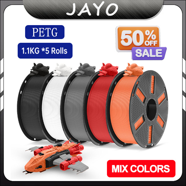 JAYO PETG 3D プリンタフィラメント 1.75 ミリメートル 5 ロール 3D プリンタ PETG FDM 3D 印刷材料 1.1 キロ/ロール