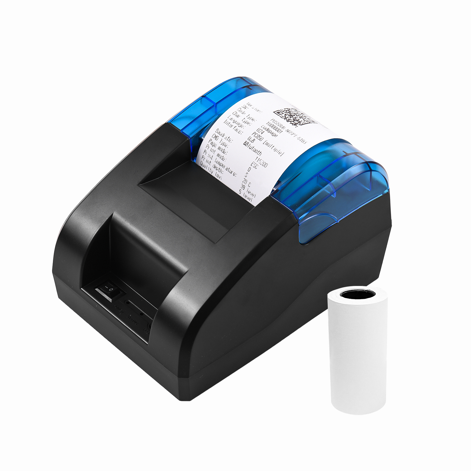 58mm サーマルレシートプリンター デスクトップ USB BT ワイヤレスプリンター バーコードロゴ印刷 1ロール紙付き 販売小売店用