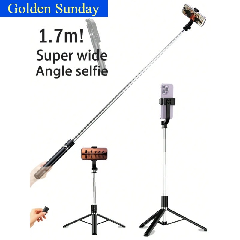 1700 ミリメートル Selfie スティックワイヤレス Selfie スティック電話三脚拡張可能なスタンド折りたたみ一脚スマートフォン用バランス安定撮影