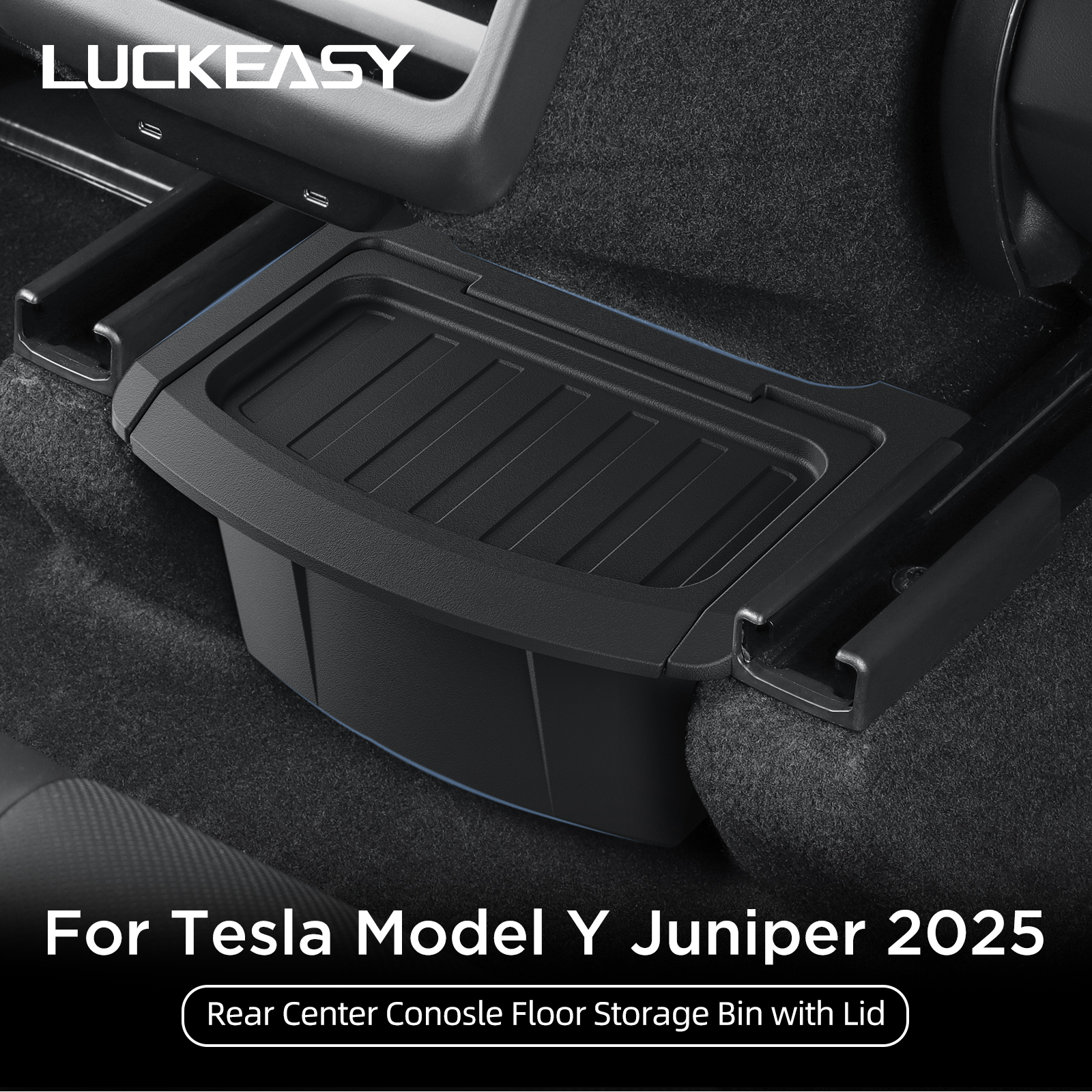 幸運なテスラモデル Y ジュニパー 2025 2026 車の収納ボックス後部空気出口の下アクセサリーオーガナイザーケース蓋