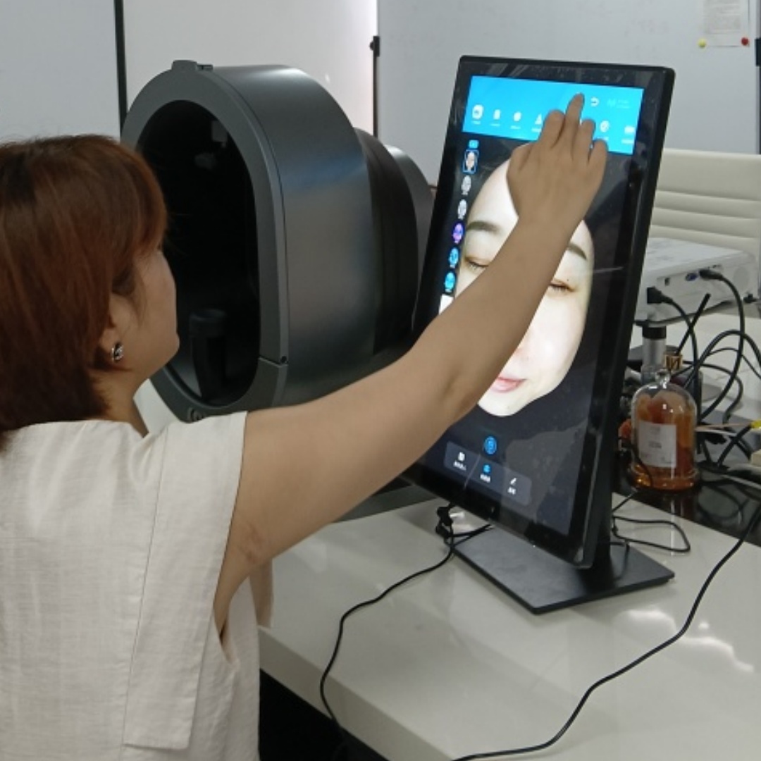 21.5 インチ AI 毛髪分析 3D 顔の皮膚分析機 8 光スペクトル皮膚分析スキャナービジネス美容ケア