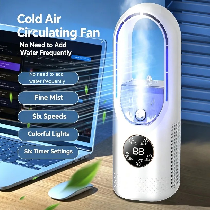 ホット販売ポータブル空気冷却ファン 3-in-1 冷却加湿器 RGB ナイトライト 100 ミリリットル水タンク静かなデスクトップ冷却ファン
