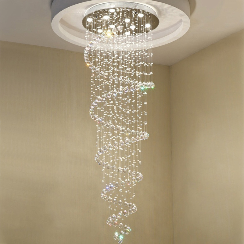 現代 LED K9 クリスタルシャンデリアヴィラ高級クリスタルシャンデリアダブル階段ランプリビングルームライト