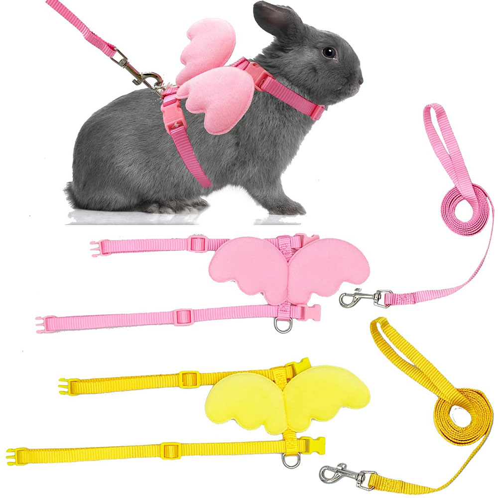 小動物ウサギ用ハーネス リード付き かわいいウサギの首輪 ペットウサギ用品 猫用ハーネス