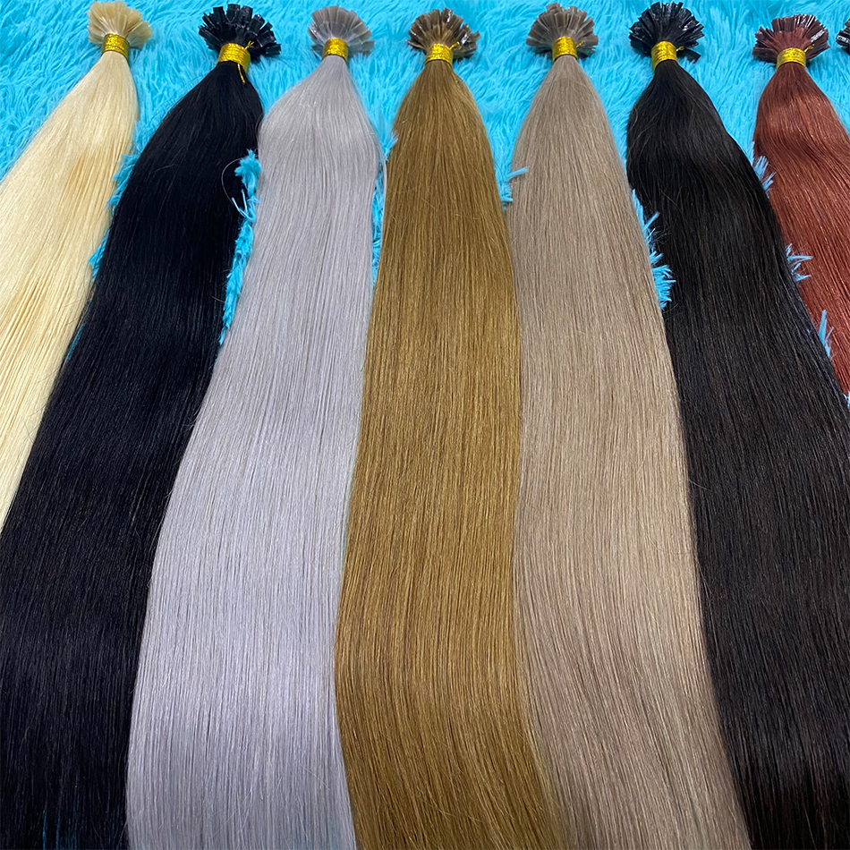 V チップ人毛エクステンション融合ヘアシルキーストレート事前結合 V 形状ケラチン毛ベトナムレミー毛サロン 18-30 インチ