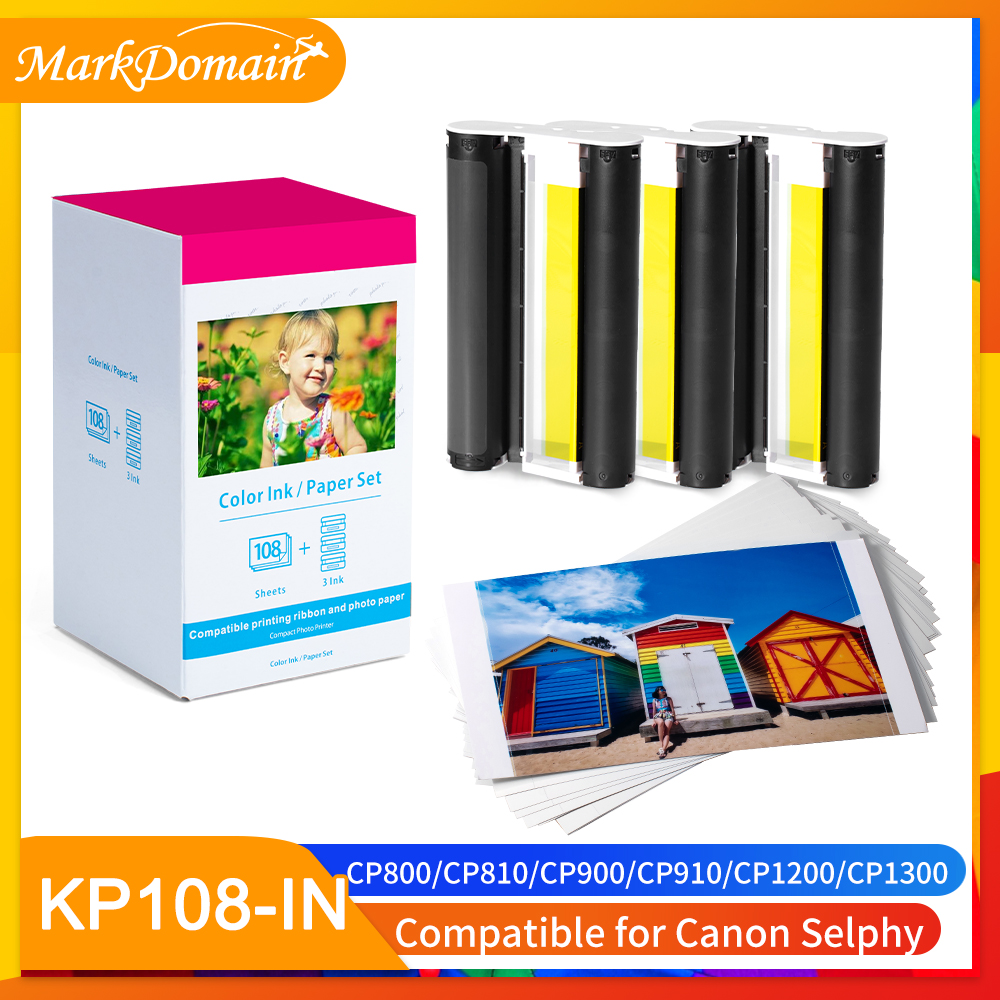 1パック Canon KP-108IN KP108 3色インクカートリッジと108枚の用紙セット 4インチx6インチ 100 x148mm Selphy CP1300用