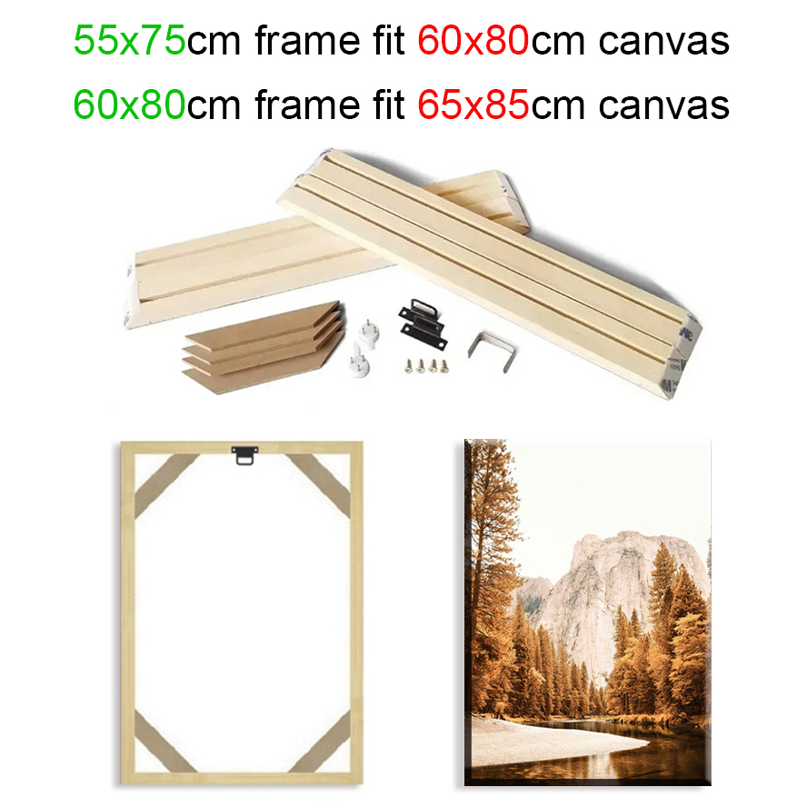 55 × 75 60 × 80 センチメートルキャンバス壁アートフレーム木製写真油絵キャンバスダイヤモンド絵画フレームキャンバス木製壁フレーム家の装飾
