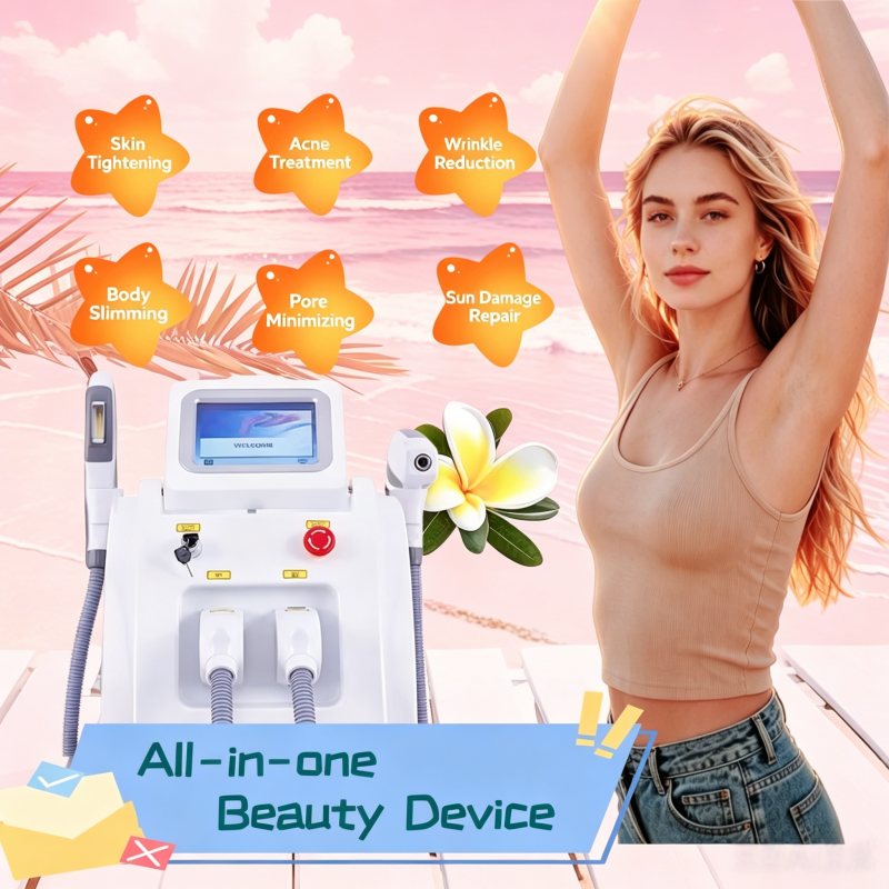 ホット販売ポータブル 2IN1 美容機 IPL OPT 全身脱毛ピコ秒 ND YAG タトゥー色素リムーバー器具