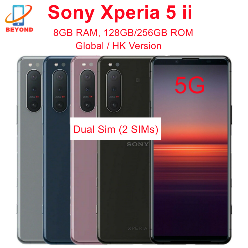 Sony Xperia 5 II 5ii 5G XQ-AS52 128GB / XQ-AS72 256GB ROM 8GB RAMオリジナル 6.1 インチ OLED Snapdragon オクタコア NFC 携帯電話
