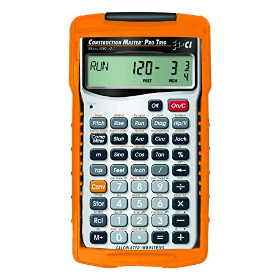 Construction Master Pro Trig 計算機、建築家、エンジニア、請負業者向け: スチール グレー、高度なフィートインチ分数計算機能付き