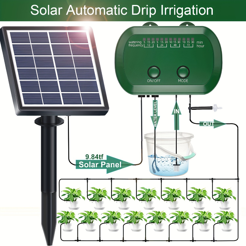 2024 最新点滴灌漑キット鉢植え植物用ソーラーシステム庭サポート自動散水システム