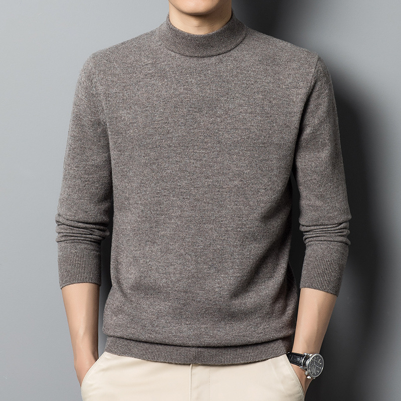 カスタムニットセーターファッション冬暖かい無地ラウンドネックウールプルオーバーニットメンズセーター