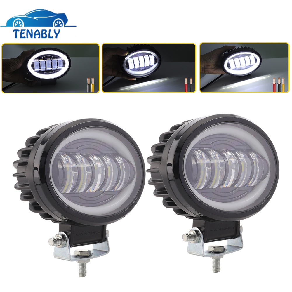 ラウンド LED ライトバー エンジェルアイ高低ビーム LED ワークライト 12-24V ヘッドライト オフロードオートバイ 4X4 SUV トラック トラクター用
