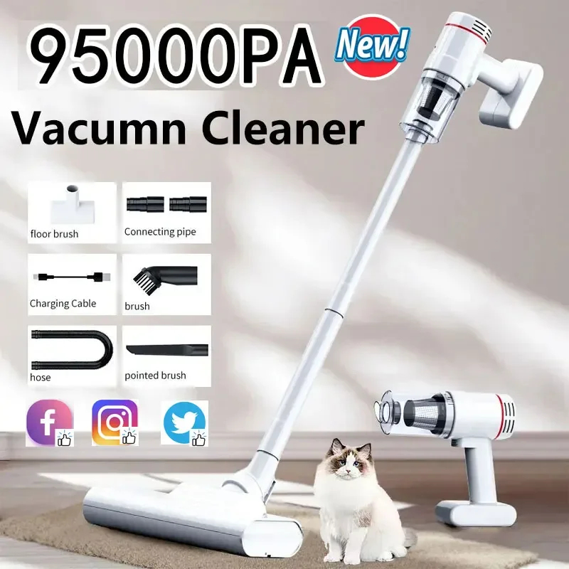 95000Pa ハンドヘルドワイヤレス掃除機コードレスポータブル掃除ロボット家庭用および車用大吸引掃除機