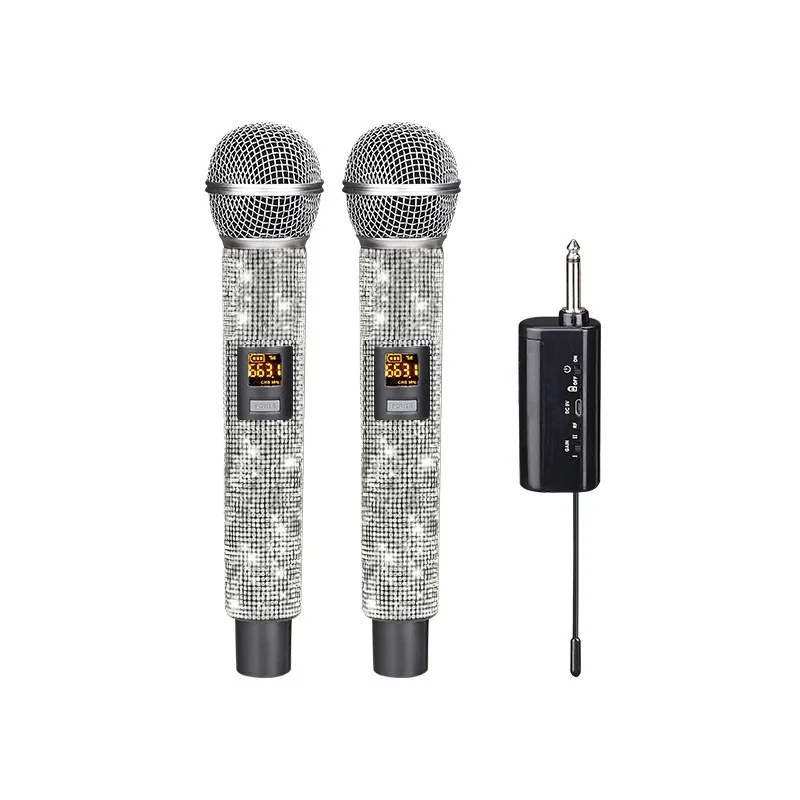 マイクプロフェッショナル VHF ダイヤモンドダイナミックワイヤレスマイク レシーバー付き パーティー、結婚式、教会、サウンドカード、カラオケ用