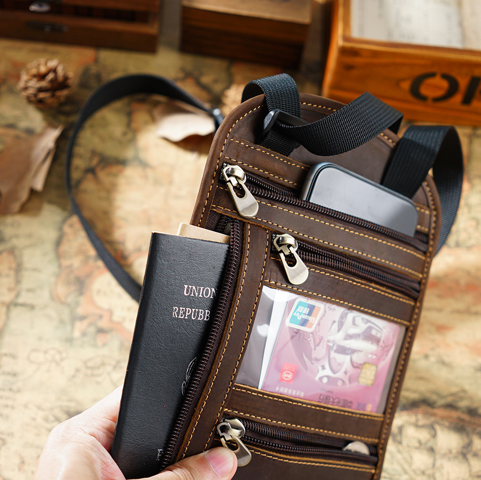2026 NEW RFID Blocking Passport Holder Neck Wallet - Multifunctional Anti-Theft Crossbody Travel Organizer for Documents, Ticke