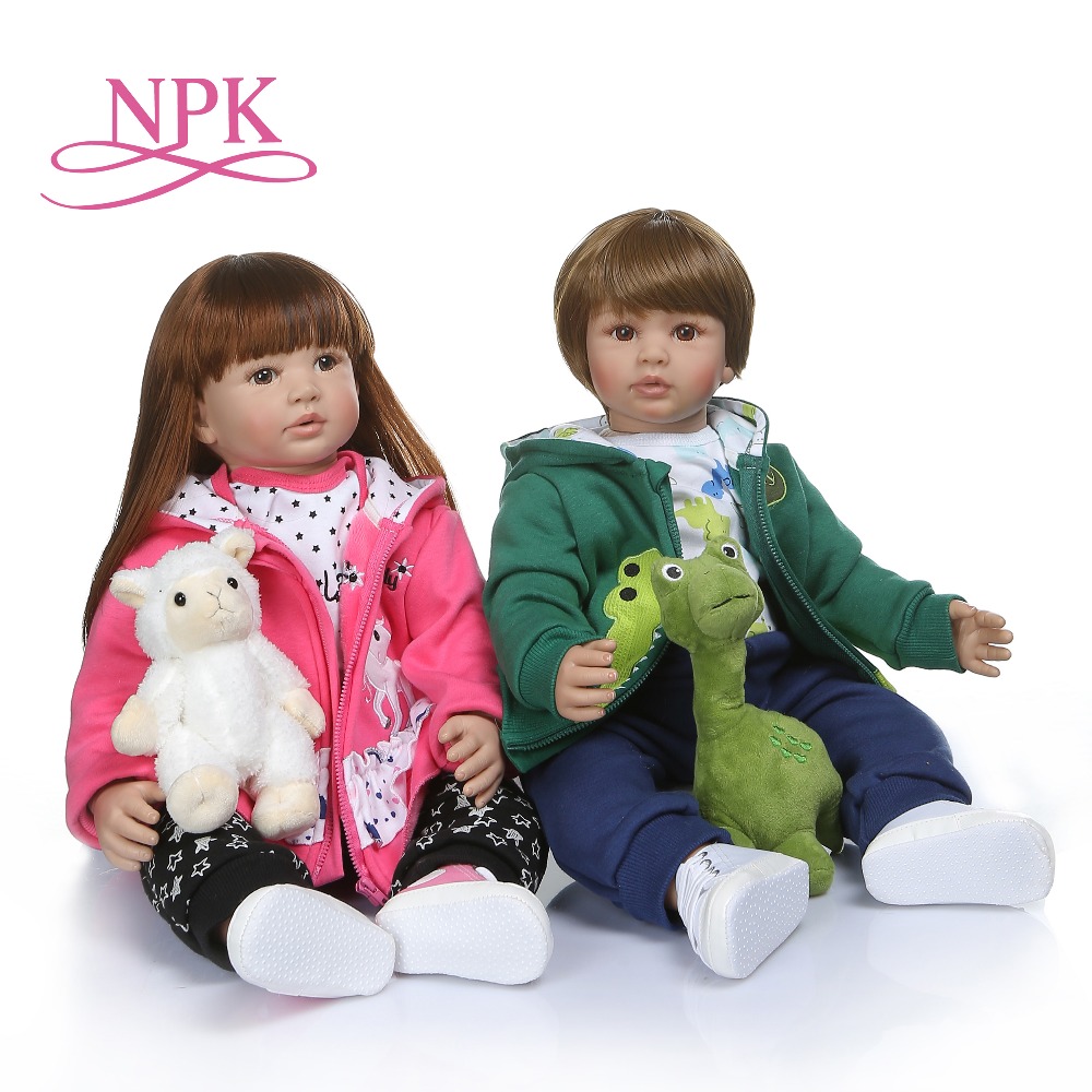 NPK 60 センチメートル高品質リボーン幼児男の子人形パーカードレスベベ人形リボーン 6-9Month リアルベビーサイズ人形