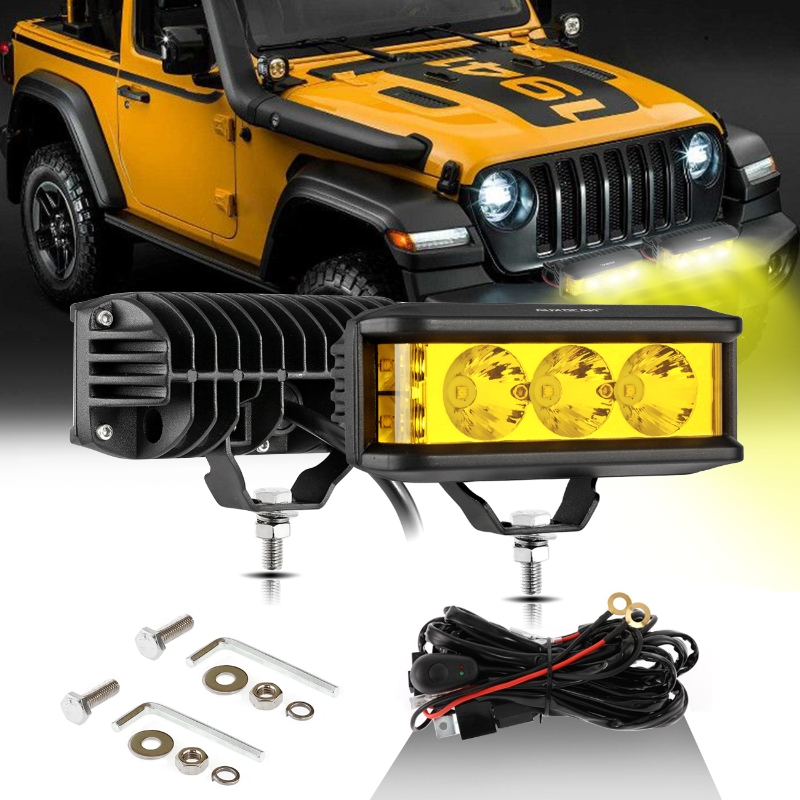 Auxbeam 5 インチ LED 運転作業灯 34W*2 LED ライトバー 配線ハーネス付き ジープ トラック SUV ATV UTV用