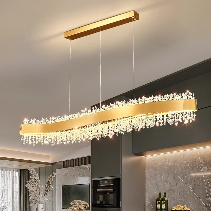 モダンな高級 Led クリスタルシャンデリア家庭用照明ダイニングルーム光沢飾る屋内バー天井ペンダントライト器具