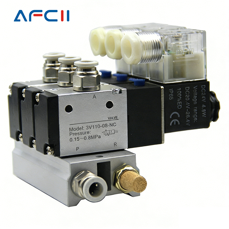 3V110-06-NC 3/2 エア式電磁弁 NCタイプ マフラー付