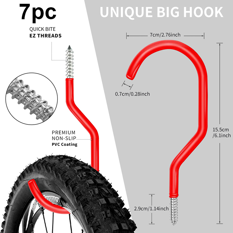 頑丈な自転車フック 7 個自転車ハンガー壁取り付けネジ自転車収納フック壁天井ユーティリティツールハンガー