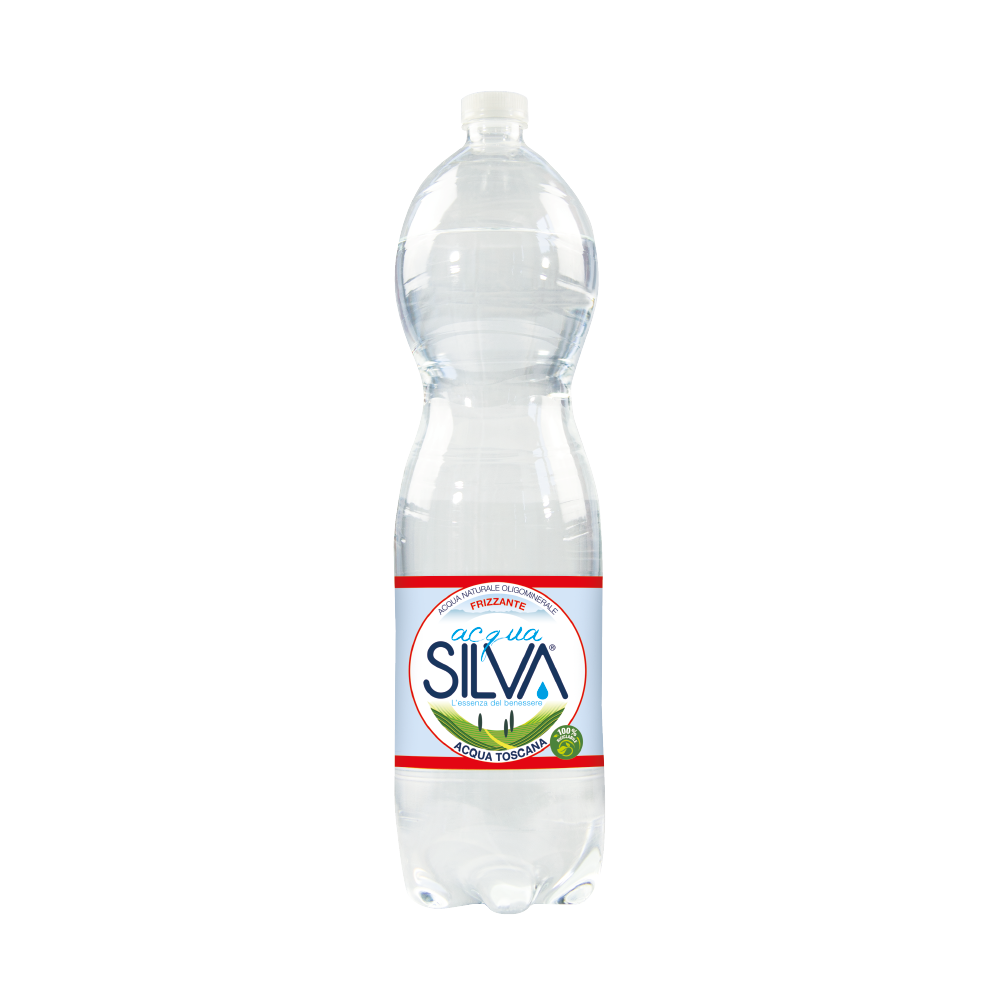 1.5L Premium Clear Plastic Sparkling Mineral Water Italy Acqua Silva IFS Certified 6 Bottles 12 Months Shelf Life Chilled Best