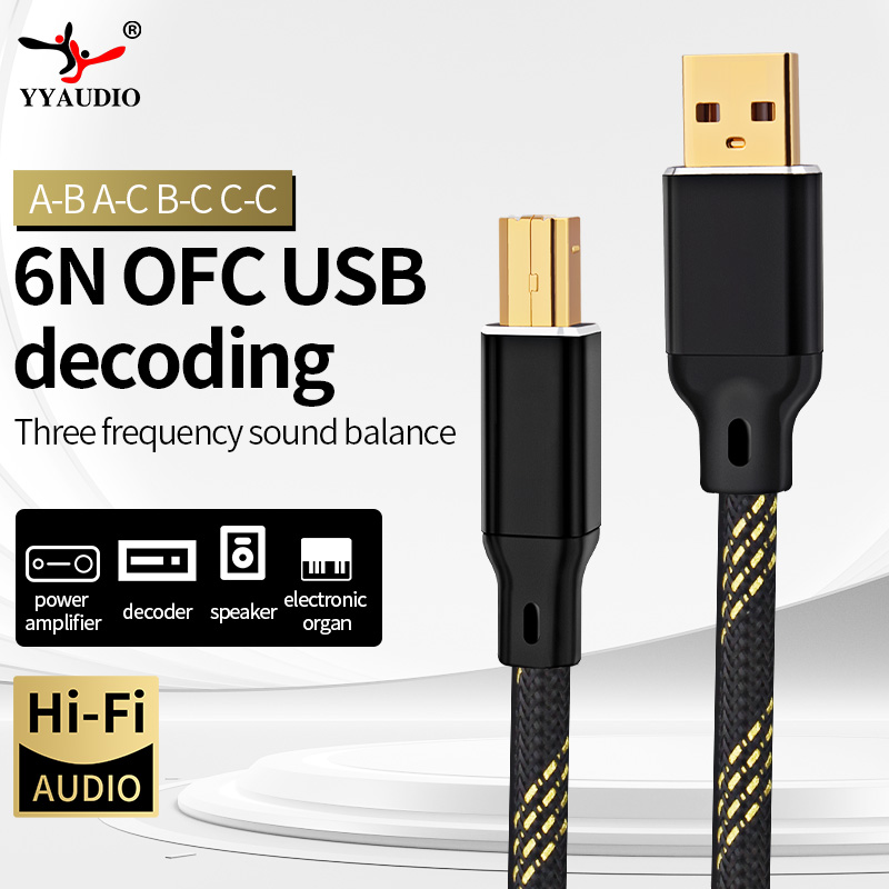 YYAUDIO Hifi USB ケーブル DAC A-B C-B C-C A-C デジタル オーディオ 高品質 OFC 銀メッキ タイプ A からタイプ B Hifi USB Typec ケーブル