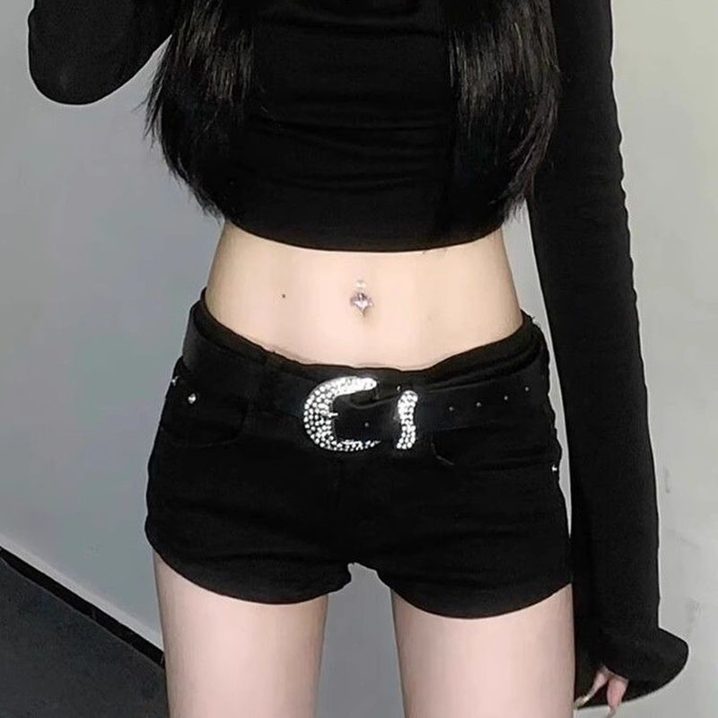 黒デニムショーツ女性のための新しいヨーロッパスタイルのトレンディな夏のミニショーツ女性のセクシーなシースナイトクラブスリム超短ジーンズ