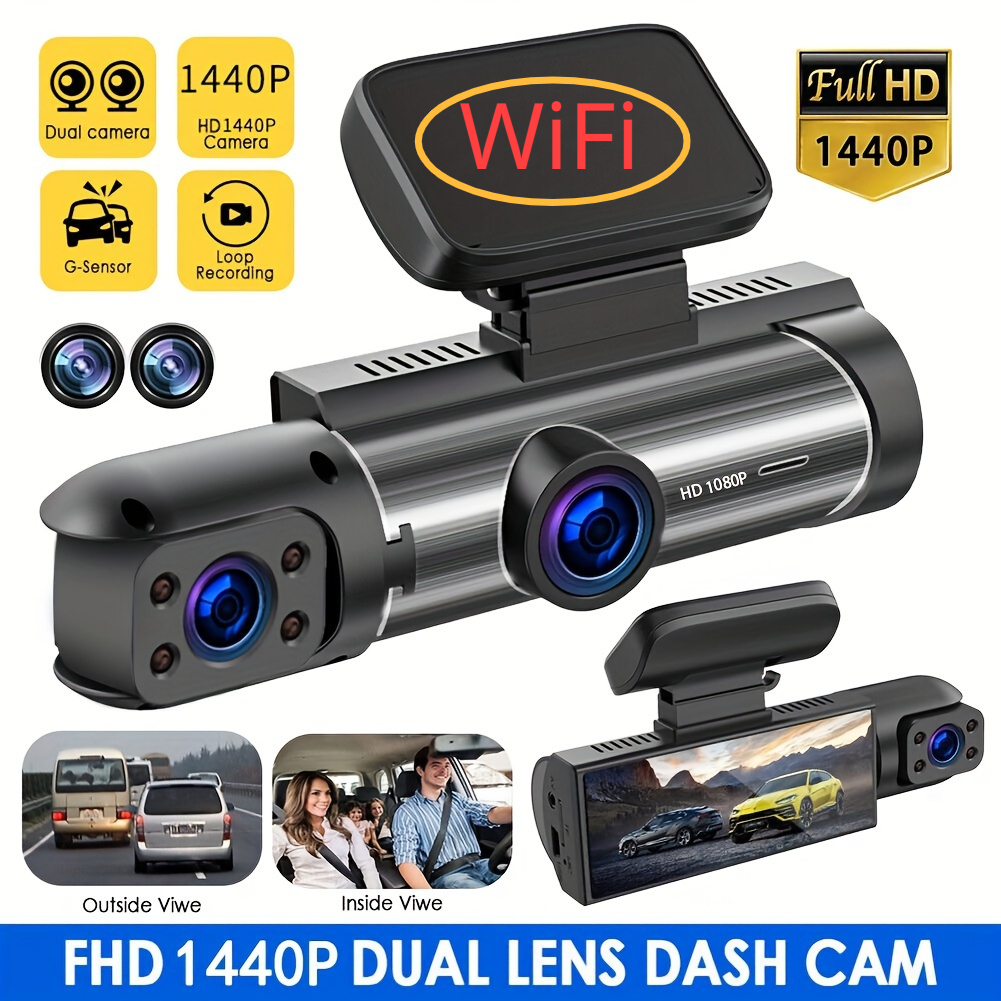 1440P HD WiFi ダッシュカム 車 DVR カメラビデオレコーダー用 自動ナイトビジョン WDR 音声制御 ワイヤレス 24H 駐車モード