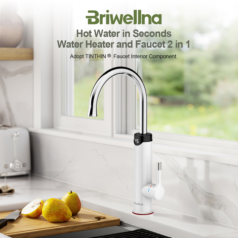 Briwellna 電気蛇口デジタルディスプレイ付き 220V インスタント電気温水器 2 で 1 キッチンシンクタップタンクレス給湯器